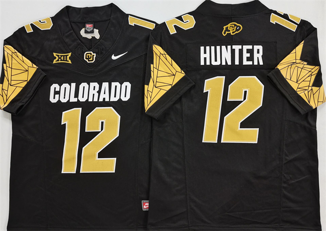 Men's Colorado Buffaloes #12 Travis Hunter Black With XII Patch 2025 F.U.S.E Stitched Football Jersey